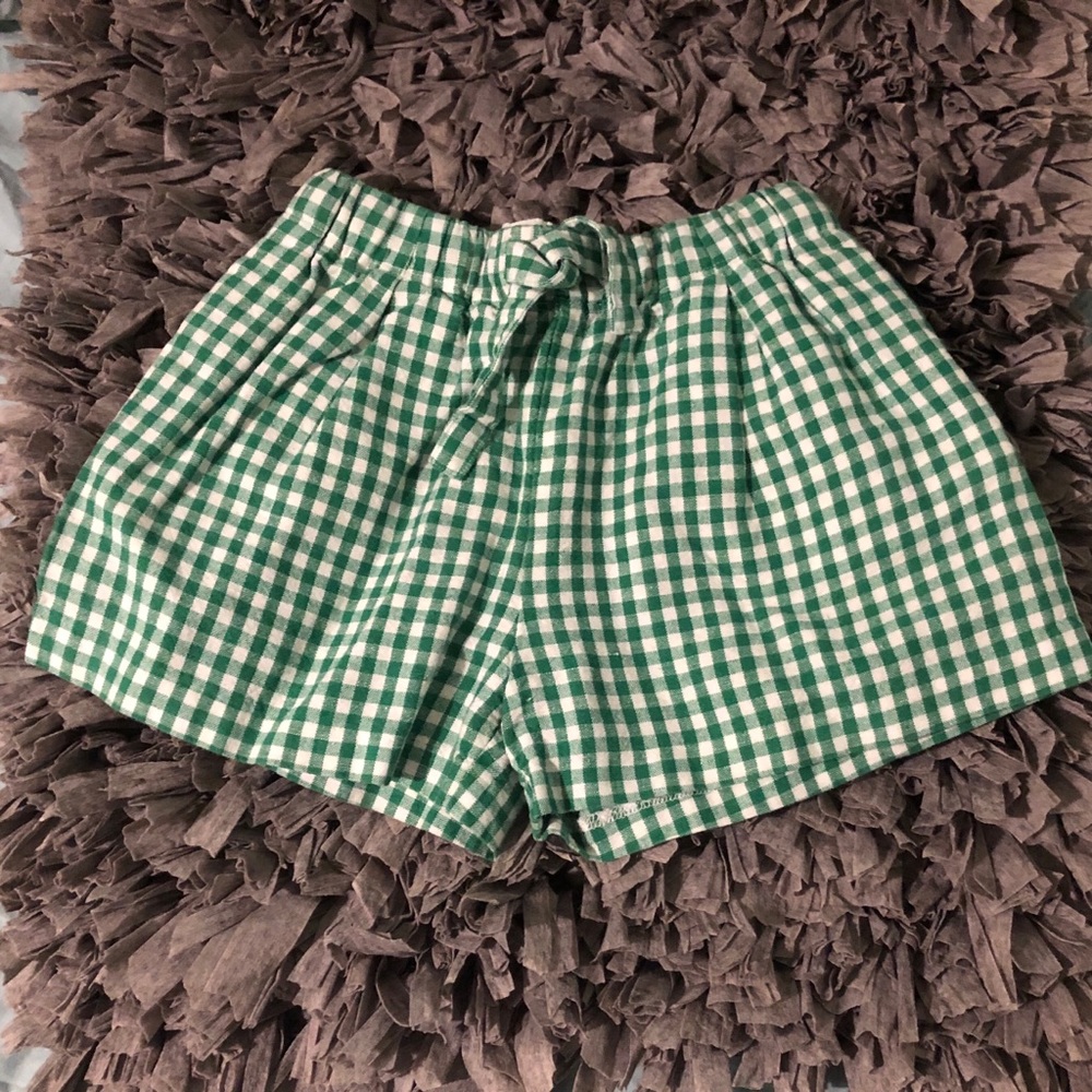 [Crewcuts] Green & White Check Linen Shorts Sz 10.  SOLD